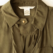 Diane Von Furstenberg DVF Boye Deux Khaki Green Snap Button Shirt Top size 8