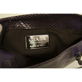 PRADA mini handbag tote bag in lizard embossed purple leather with double handles