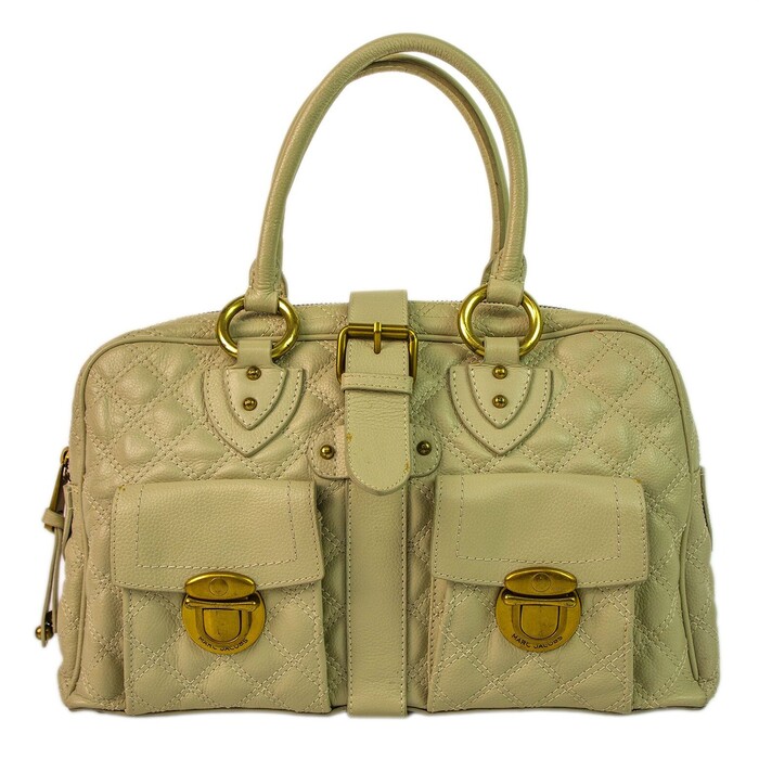 Authentic Marc Jacobs Venetia Quilted Bag in Ivory Leather