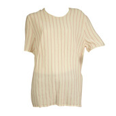 Escada Silk Cream with Pink Beaded Stripes Tunic Blouse Top Size 44