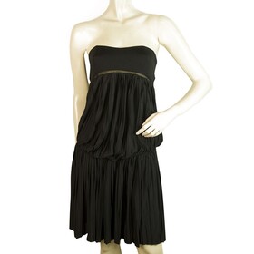 Vanessa Bruno Athe Black Strapless Pleated Summer Dress size 2