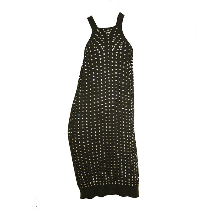 Stella McCartney  Black Silver Sequins Sleeveless Cotton Tank Mini Dress size 42