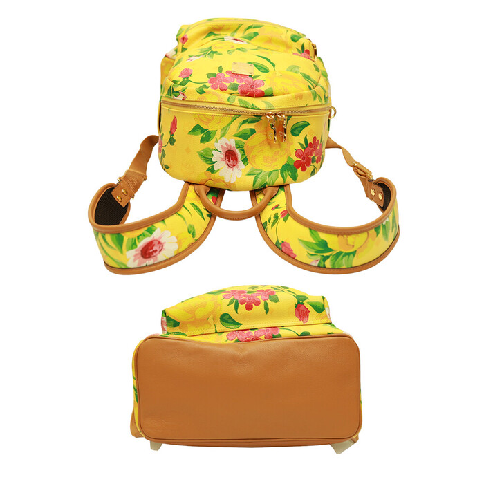 MCM Paradiso Limited edition 2014 Yellow Visetos Floral Canvas Leather Backpack