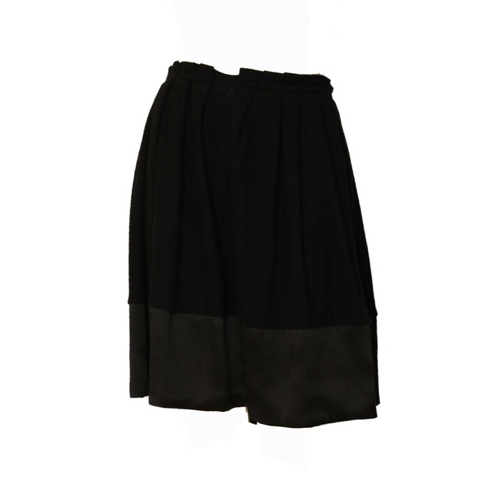 Eva Herzigova Black Color Wool Cashmere Knit Pleated Mini Short Skirt size 44