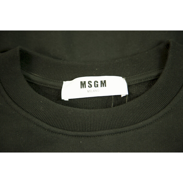 MSGM Black Long Wide Sleeves w. Lace Cotton Crop Top Sweater size S