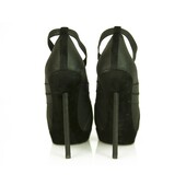 Yves Saint Laurent YSL black elasticated fabric & suede platform booties 40