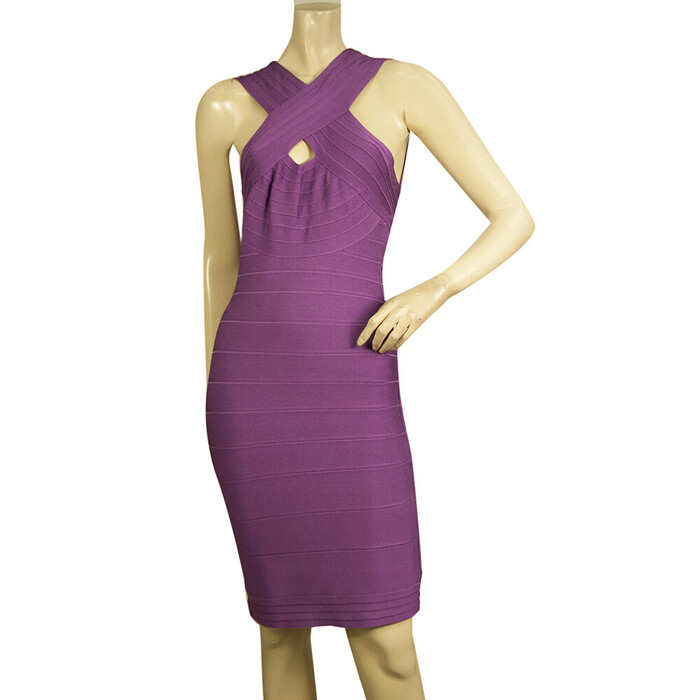 Herve Leger Purple Bandage Bodycon Sleeveless Mini length Dress size M