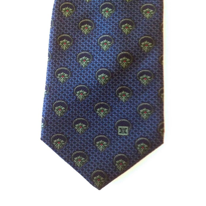 Celine 100% Silk Blue & Green Floral Pattern Men's Neck Tie Necktie