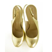 NEW Yves Saint Laurent YSL Tribute TRIBTOO gold leather Slingback Heels 40