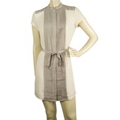 Armani Exchange White Gray Small Pleats Belted Mini Length Shirt dress size 0