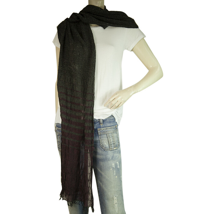 Trussardi Jeans Gray Purple Rectangular Ruched Long Scarf Shawl