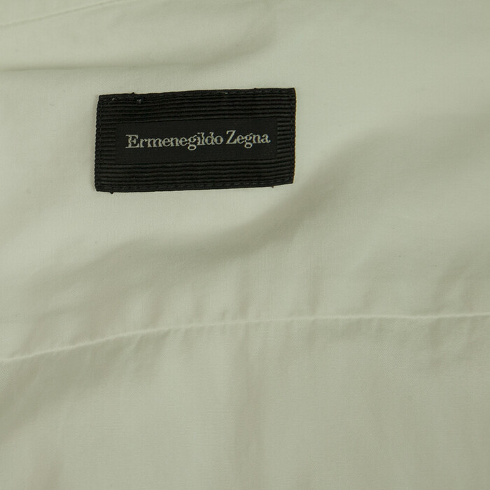 Ermenegildo Zegna Classic White Shirt Long Sleeve French Cuff Cotton Mens 45