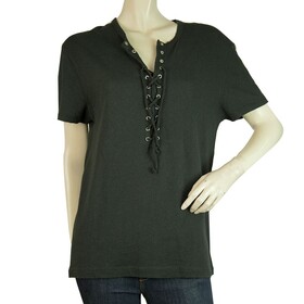 Zoe Karssen Black Criss- Cross Tie Front  Womans T- Shirt Top size S