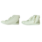 Louis Vuitton Punchy Empreinte Leather High Top Sneakers Ivory off White sz 37,5