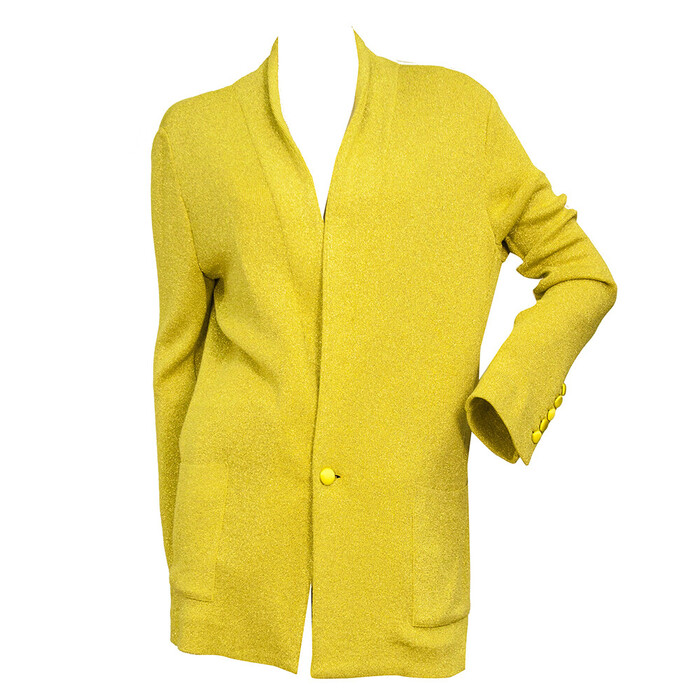 Zadig & Voltaire Deluxe Verone Metallic Yellow Long Cardi Cardigan Jacket size S