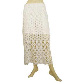 Dondup White Lace Calf Length Summer Skirt w. inner shorts