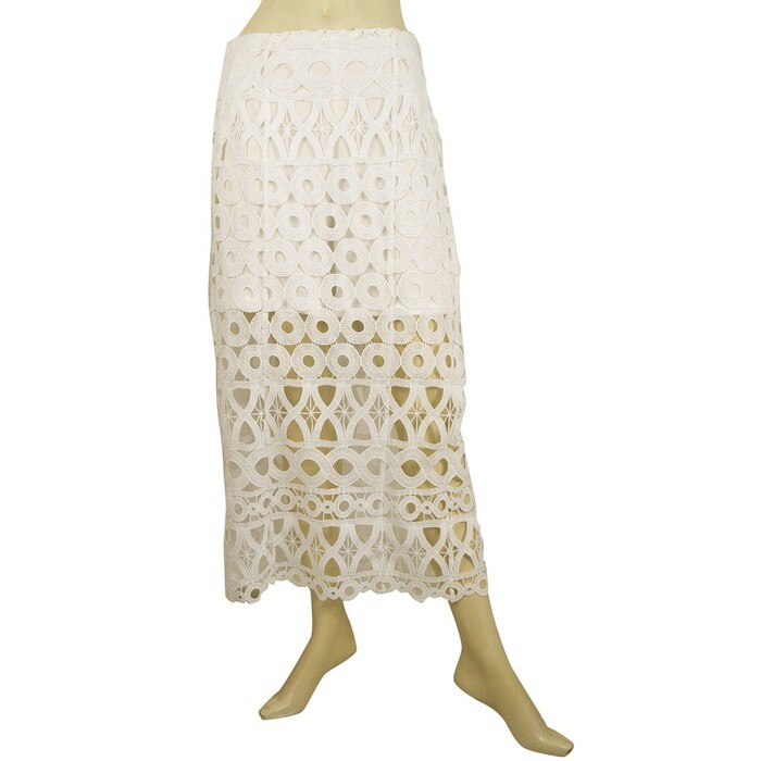 Dondup White Lace Calf Length Summer Skirt w. inner shorts