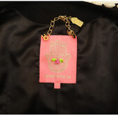 Manoush black suede off center zip jacket embroided with shells crystals size 36