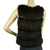 BCBG Max Azria Black Lapin Fur Vest Sleeveless Jacket Gillet size M