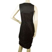 Pinko Black Fully Beaded Sleeveless Draped Tulip Mini Dress sz 44