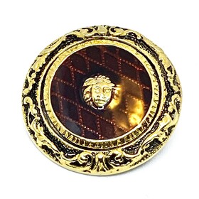 Versace Vintage Medusa Head Shank Button with Brown color lacquer and border