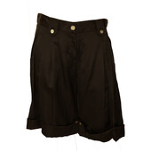 Dolce & Gabbana Black Satin Silk Pleated Bermuda Shorts Trousers Pants size 40