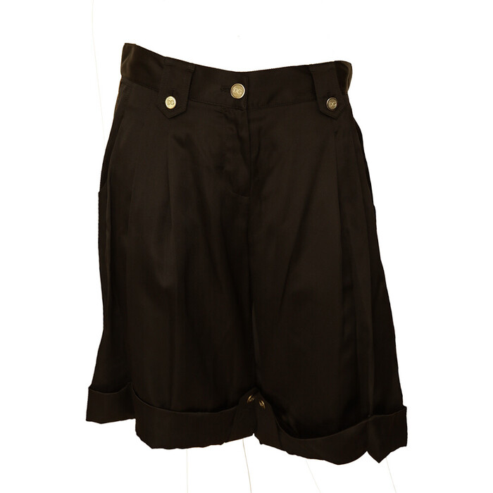 Dolce & Gabbana Black Satin Silk Pleated Bermuda Shorts Trousers Pants size 40