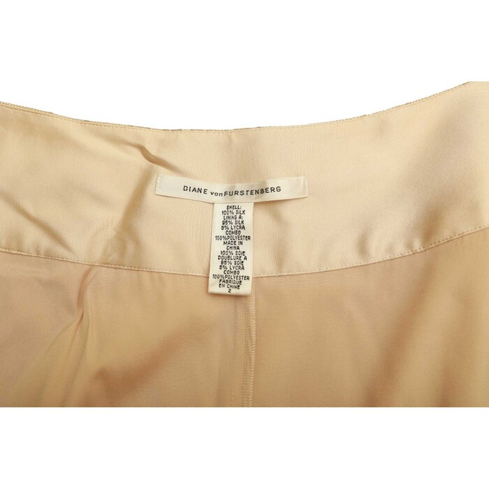 Diane Von Furstenberg Leanne Beige Color Silk Lace Pleated Knee Wrap Skirt 2