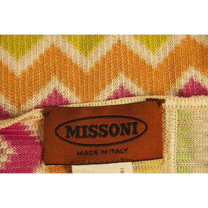 Missoni Pink Yellow Blue Lollipop Zig Zag Signature Viscose Knit Scarf Shawl