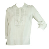 Diane Von Furstenberg DVF KAY White Cotton Back Pleats Button Tunic Shirt Top 8