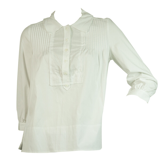 Diane Von Furstenberg DVF KAY White Cotton Back Pleats Button Tunic Shirt Top 8