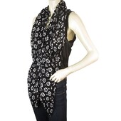 High Black & White Daisies Flowers Wrap Waterfall Front Vest Gillet Top size 44