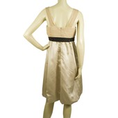 Vera Wang Maids Bridesmaids Beige Black Belt Tulle Bust Bubble Hem Dress Size 10