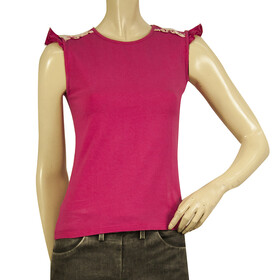 Burberry Fuchsia Pink Sleeveless Fitted T- Shirt Top 14 yrs girl or Women XS