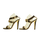 Jimmy Choo Black Leather Gold Grommets Strappy Sandals Heels shoes size 40