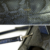 TODS Wave blue black snakeskin large satchel top handle crossbody bag