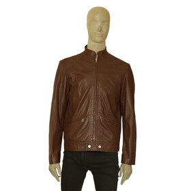 Iceberg Brown leather Zipper Front Classic Men Leather Jacket size 50