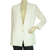 Helmut Lang White Cutout Single Button Front Long Blazer Jacket size 6