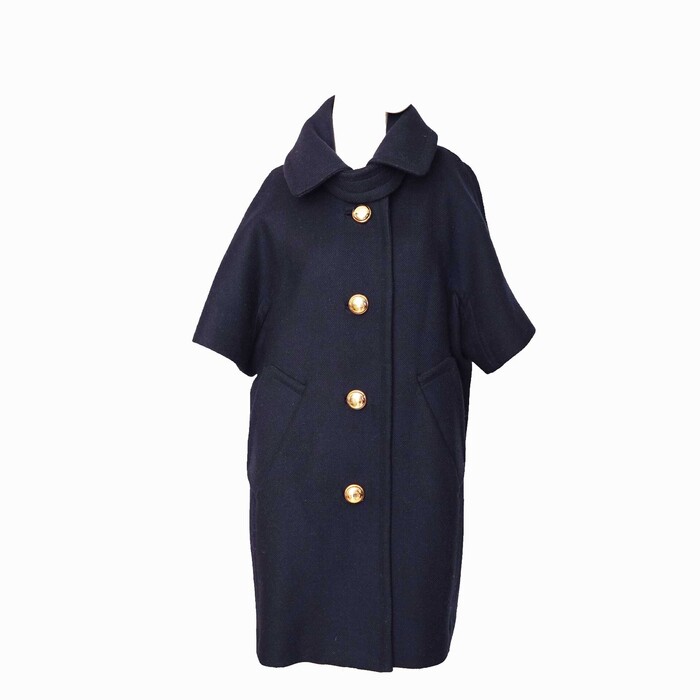 Milly of New York Blue Retro Style Gold Buttons Classy Short Sleeves Coat size 4