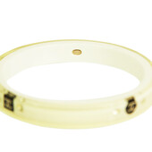 CHANEL CC Logo Bangle Bracelet In Clear & White Resin with rhinestones