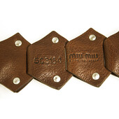 Miu Miu Brown Leather Studded Silver Tone Hardware Tie Belt size 85/34