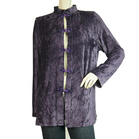 Margherita Mazzei Purple Velour Kimono Buttons Long Cardigan Cardi