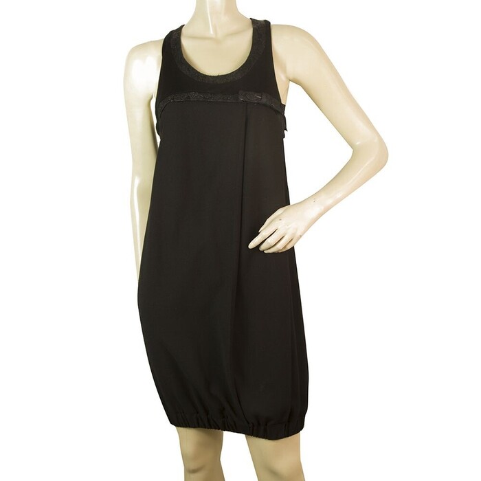 Atos Lombardini Black Woolen Sleeveless Mini Length Tank Dress Size 40