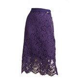 Gaudi Purple Cotton Lace Scalloped Hem Below Knee Skirt Size 48