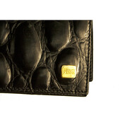 Gianfranco Ferre Black Crocodile Embossed Patent Leather New Unisex Men Wallet