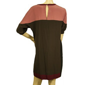 Miu Miu Brown Pink Burgundy 100% Silk Short Sleeve Mini Dress size 42 It