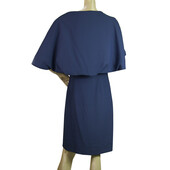 Vrettos Vrettakos Blue Knee Length Sleeveless Cape Dress