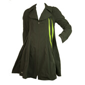 Philipp Plein Black Midi Raincoat Trench Rain Mac Jacket with lime net size S