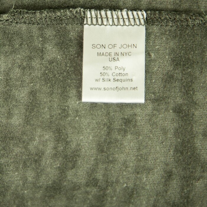 Son of John Short Sleeve Gray Sequined Pocket T- Shirt Top Blouse Sz 1