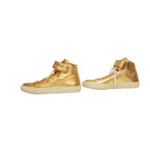 Pierre Hardy  Gold Leather Sneakers High Top Lace Up Strap Trainers Shoes 40